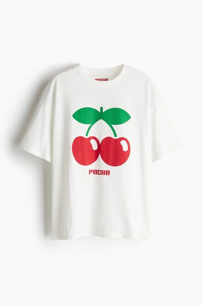 H&M Baskılı Oversize Tişört