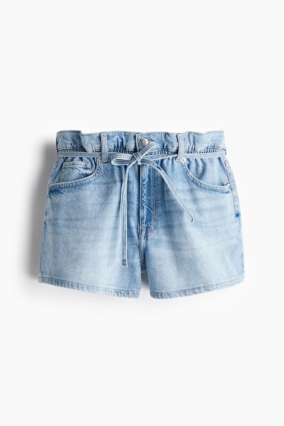 H&M Kese Kağıdı Belli Kot Şort High Rise