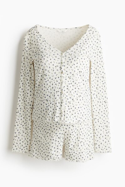 H&M MAMA Delik Desenli Pijama Takımı