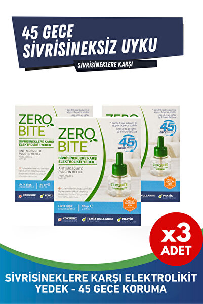 ZeroBite Elektrolikit Yedek 3'lü Eko Set - Sivrisineklere Karşı 45 Gece Korum...