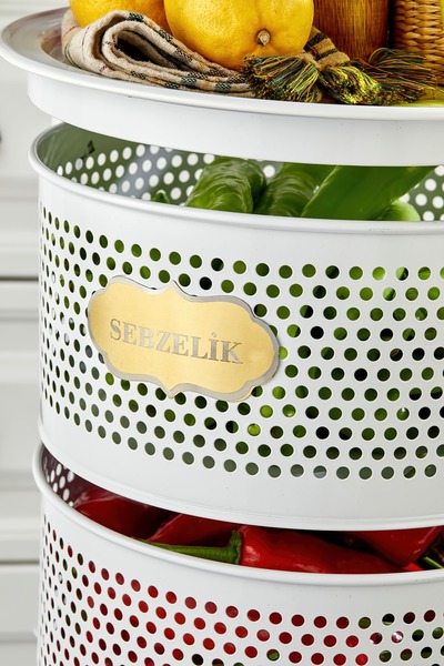 Turkco Metal Sebzelik Meyvelik, Yuvarlak Mutfak Rafı, Çok Amaçlı Patates Soğan Sepeti