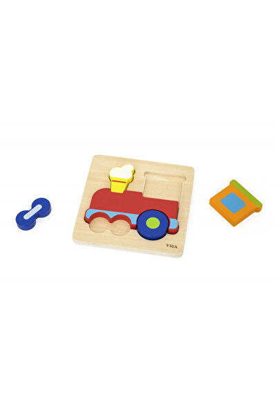 Viga Puzzle din lemn 5 piese - trenulet,