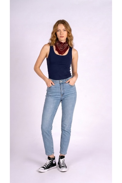 BEST OFFER بنطلون جينز نسائي من Mom Chic Light Rodeo