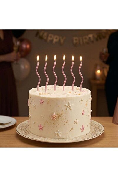 Gift Design Set de 6 lumânări pentru tort, curbate, mov, Celebright, 15,5 cm