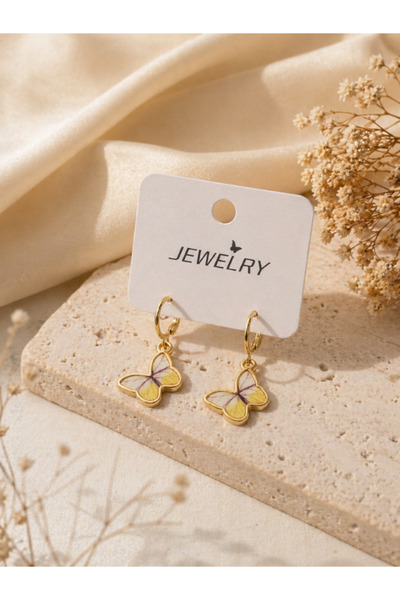 karmabijuteriaksesuar Women's Gold Color Elegant Steel Figured Earrings
