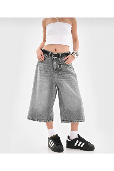 DEEFWEAR Y2K Πλυμένο Φαρδύ Τζιν Σορτς με Τσέπες Μπερμούντα