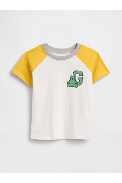 GAP Erkek Bebek Beyaz Colorblock Brannan Bear Grafik Baskılı T-Shirt