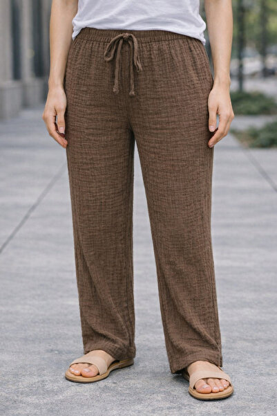Umay moda 59 Brown Bürümcük Women's Trousers