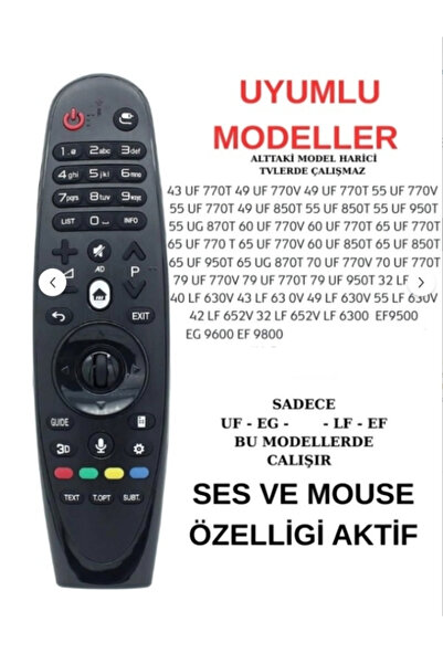 LG SES KOMUTLU VE MOUSELİ MR 600 KUMANDA SADECE 2015 MODEL TVLER İÇİN