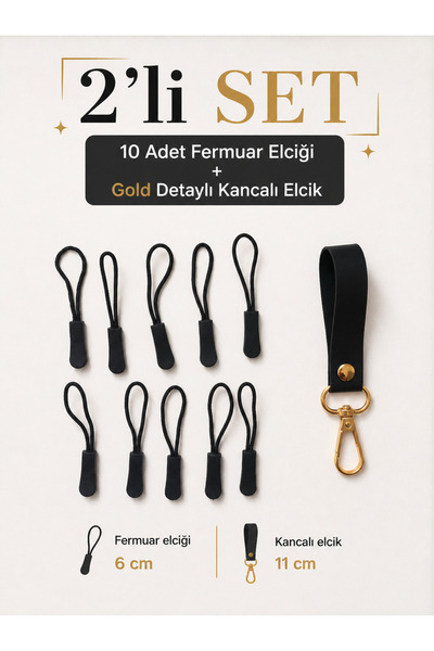 Alya trend Fermuar Elcik Ipi 10 Lu Set Siyah