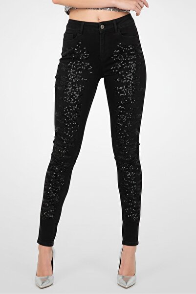 liu.jo Women Regular Fit Metallic Skinny Pants, Black