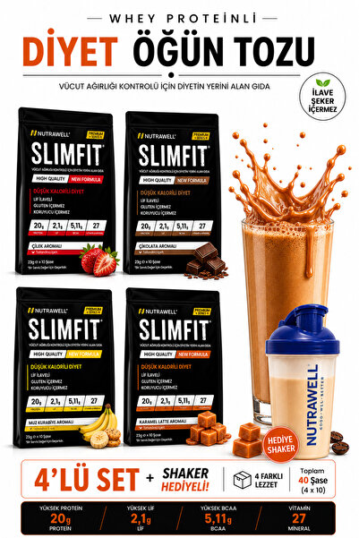 SLIMFITDETOX Slımfıt Whey Proteinli Öğün Tozu 4x10 Öğün Shaker Hediye