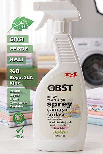 Sprey Çamaşır Sodası Beyaz Sabun Leke Çıkarıcı Halı Tül Perde Giysiler İçin Doğal Temizlik 500 ml