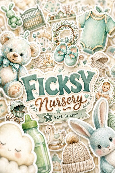 Ficksy Mint Green Pastel Baby Room Sticker Set - 20 Pieces of Label Stickers