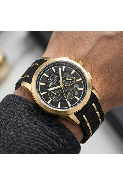 Daniel Klein Exclusive Black and Gold Stainless Steel and Silicone Watch for ...
