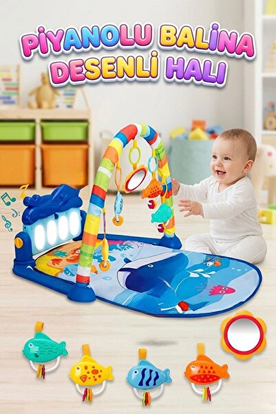 Tıfıl Toys Babycim Piyanolu 3'ü 1 Arada Balina Oyun Halısı! Müzikli Işıklı Ay...