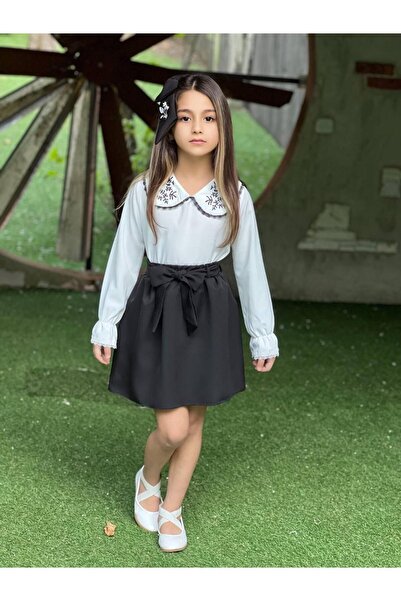 Lucky kidswear SET PENTRU FETE CU DETALII DE BRODERIE PAPATYA, FUSTĂ CU CATAR...