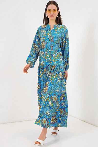 Hiccup Bdart Patterned V-Neck Maxi Dress