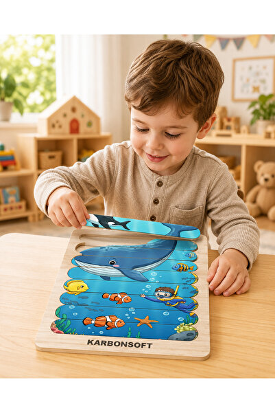 karbonsoft Cubuk Puzzle, 10lu Set Puzzle, Hayvan Puzzle, Montesorri Puzzle, Hayvan Yapboz, 10lu Yapboz