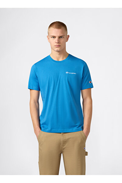 Champion 221798-BS220 SS Tee Mavi Yuvarlak Yaka Düz Erkek T-Shirt