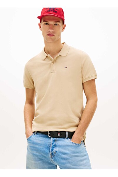 Tommy Jeans Bej Erkek Polo T-Shirt DM0DM20676AB9 Bej Polo T-Shirt