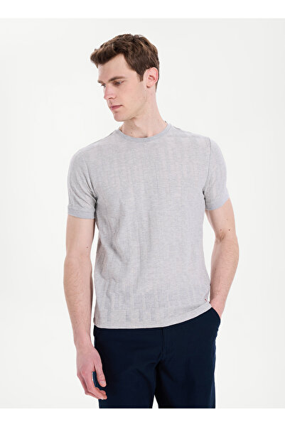 GMG FIRENZE Gri Melanj Erkek Slim Fit Triko T-shirt GU26MSS03007