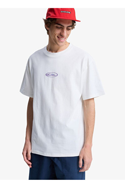 Quiksilver FLOWERS SURFING Beyaz Bisiklet Normal Baskılı Erkek T-Shirt