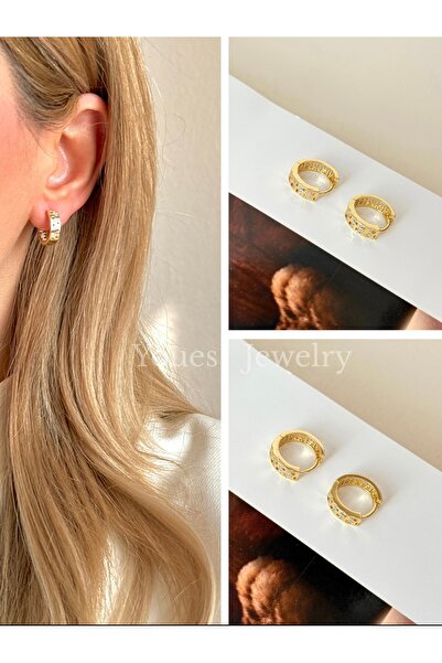 YOUES JEWELRY 316l 14 K ALTIN RENK Çelik CM VİP SERİ MİNİ HALKA KÜPE Lüx Renk...