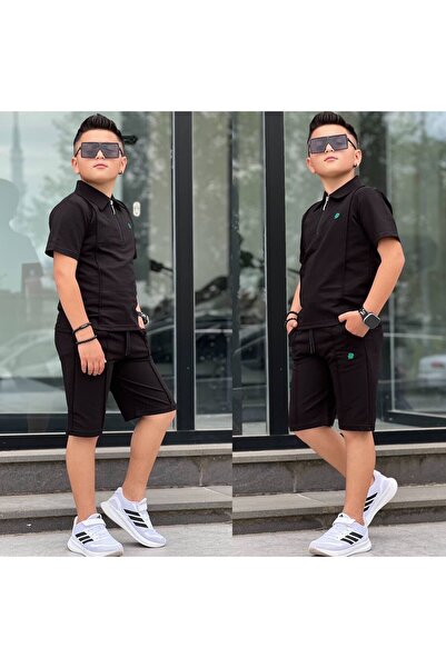 Lucky kidswear SET BĂRBĂTESC CU GULER, PANTALONI SCURȚI ȘI DETALII CU BRODERI...