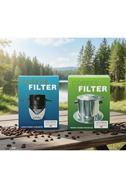 VESTRON Outdoor 2li Kahve Demleme Seti|Pour Over Katlanır ve Phin Filter Vietnam