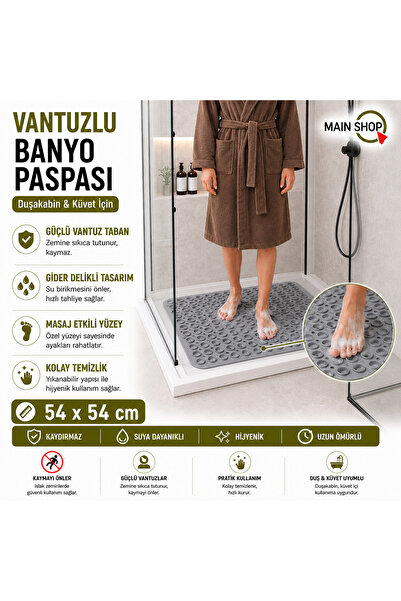 MAİN SHOP 2 bucăți covoraș de baie și duș din silicon pentru masaj, antiderap...