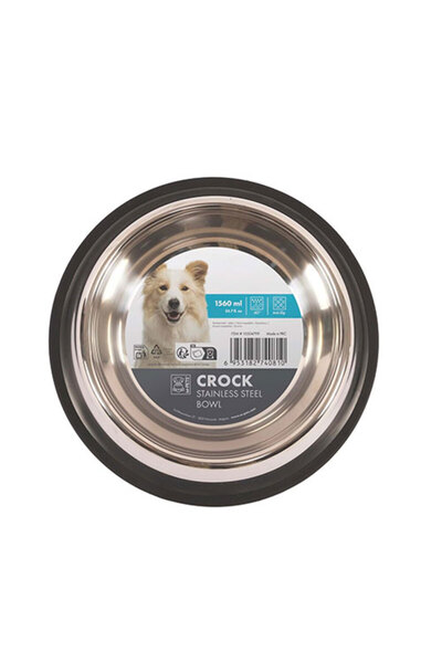 M-PETS Crock Paslanmaz Çelik Kedi ve Köpek Mama ve Su Kabı XL 29,5x7 Cm 1560 Ml
