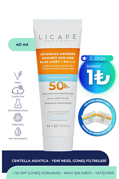 Licape Hassas Ve Kuru Ciltler İçin Yüksek Korumalı 50 Faktör Güneş Kremi 40ml