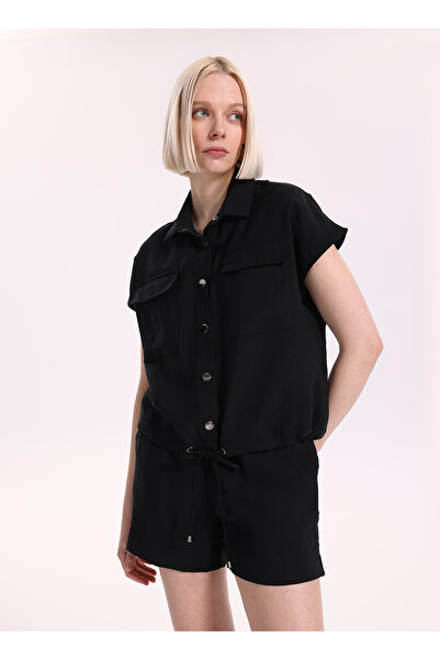 Fabrika Siyah Kadın Loose Fit Gömlek F6SL-GML0203