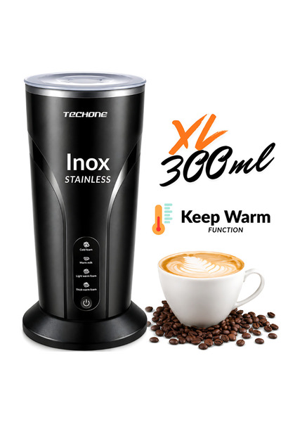 Techone Млечен пенообразувател 4 в 1, 500W, за топла/студена пяна, загряване,...