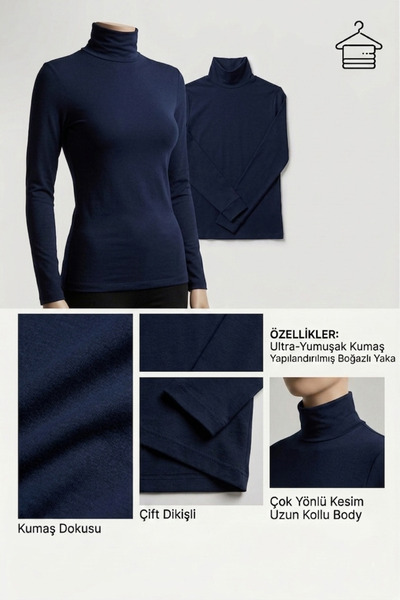 Sonbaharmoda Women's Long Sleeve Half Turtleneck Combed Cotton Stretch Fabric...
