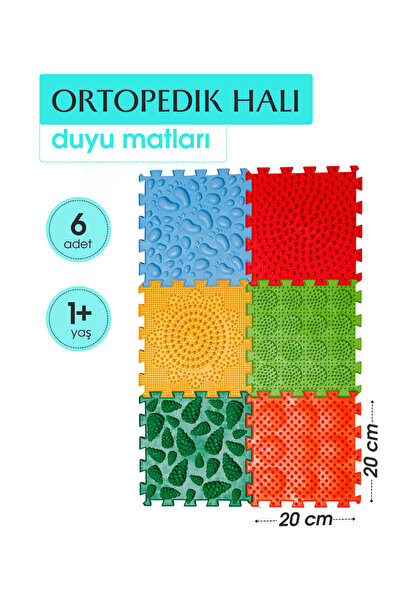 Ortohalı 6 Modüllü Ortopedik Halı Çocuk Duyu Matları Renkli Puzzle Çocuk Masa...