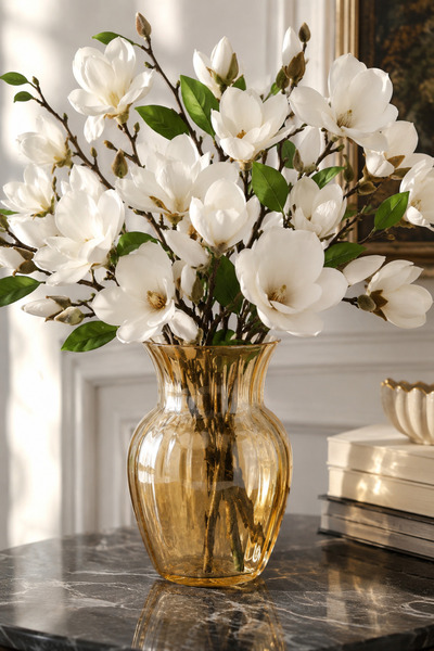 ANGDESİGN Vază decorativă din sticlă șofran Bal-20 cm •• Vază pentru decorare...