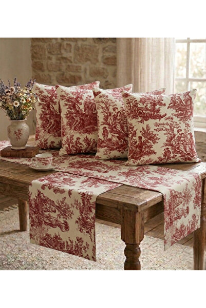 shopshop Set de 4 huse de pernă și huse de decor rustic cu model de țărăne en...