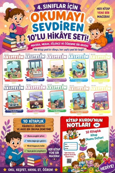 5 Renk Yayınları 4 .Sınıf Öğrencileri İçin Zevkle Okuyacağı 10 lu Hikaye Seti...