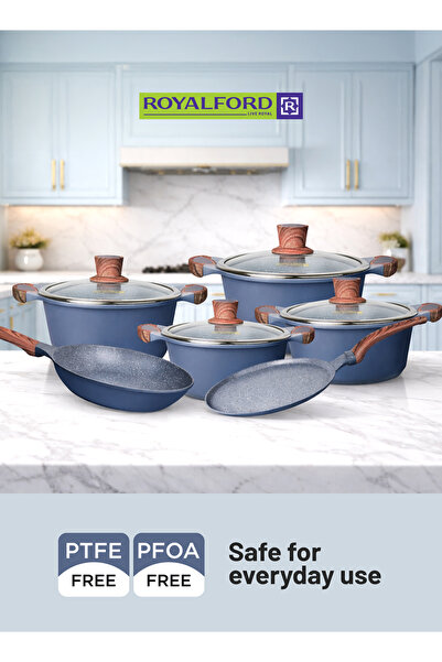 ROYALFORD 10pcs Kitchencraft Die-Cast Aluminum Cookware Set Assorted Colors