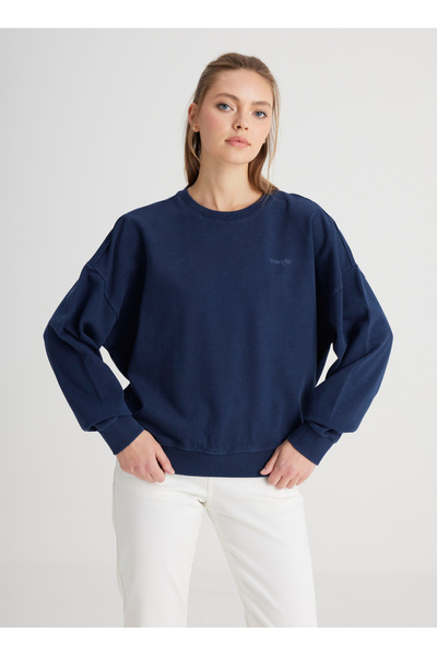 WRANGLER Lacivert Erkek Dik Yaka Regular Fit Sweatshirt TW2520532410 Lacivert...