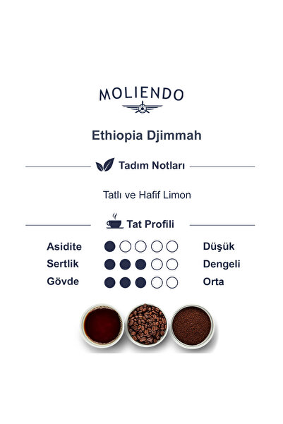 Moliendo Finest Coffee Ethiopia Djimmah Yöresel Kahve (Çekirdek Kahve) 250 g