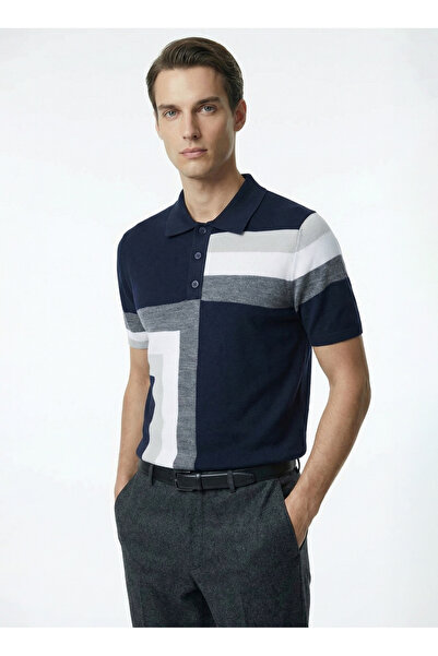 Fabrika Çok Renkli Erkek Slim Fit Blok Desenli Kazak F6SM-KZK 2039
