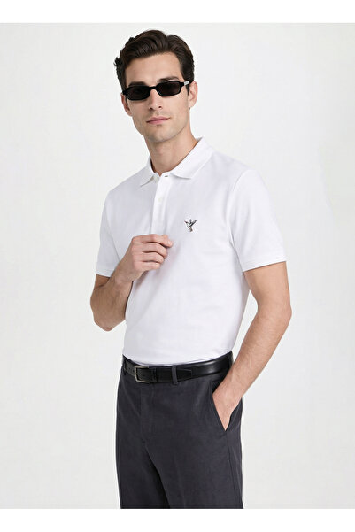 Fabrika Beyaz Erkek Slim Fit Polo T-Shirt F5SM-TST 2779 N