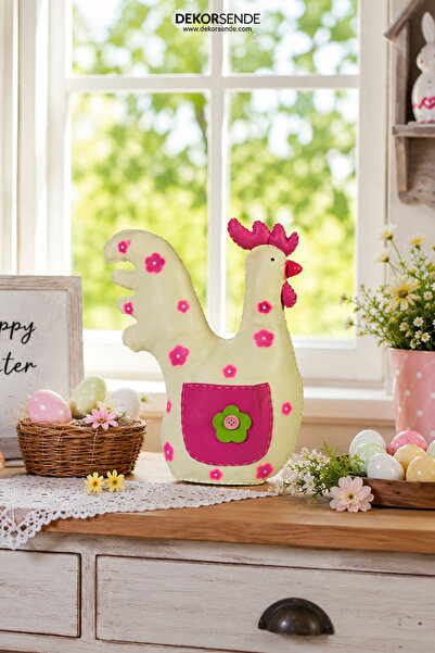 Dekorsende Paskalya Dekoratif Horoz Pembe