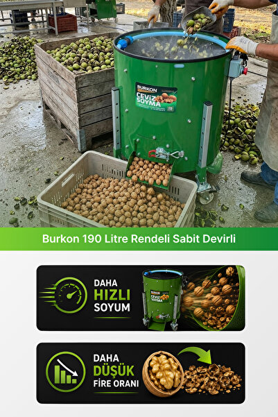 BURKON MAKINE Burkon 190LT Sabit Devir Rendeli Ceviz Soyma Makinesi