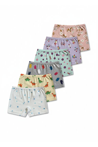 GizaKids %95 Pamuklu Kız Çocuk Boxer Külot İç Çamaşır 6lı Set