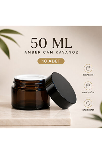 makrobay 10 Pieces 50 ml Luxury Glass Cream Jars - Leak-Proof Amber Cream Jar...