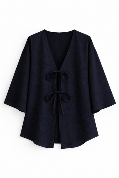 SevdeUgur Cămașă tip kimono cu șireturi duble – Eleganță la modă în stil isla...